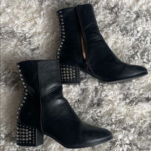 Black studded ankle booties